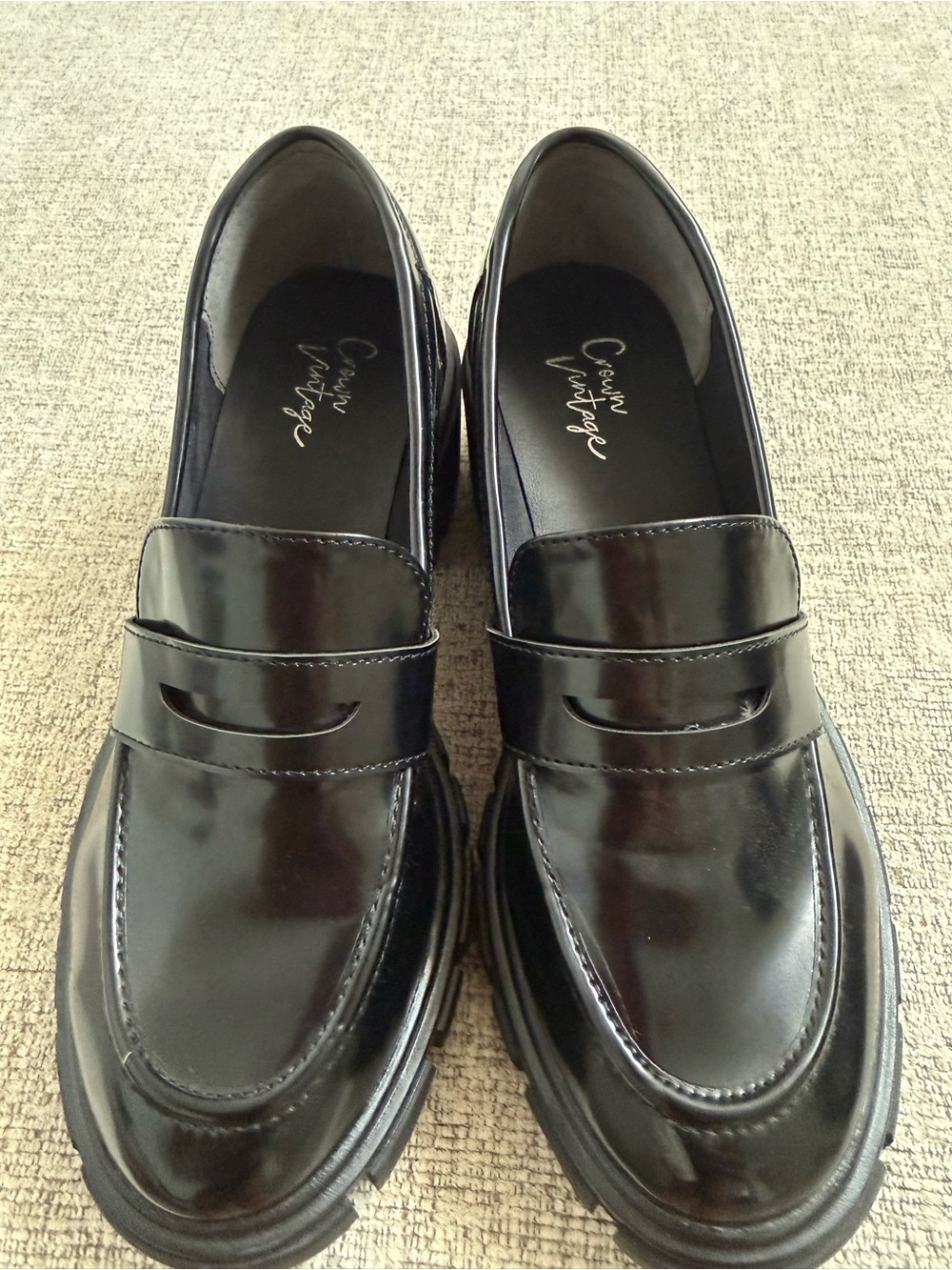 Crown Vintage Black Chunky Penny Loafers - Picture 5 of 5